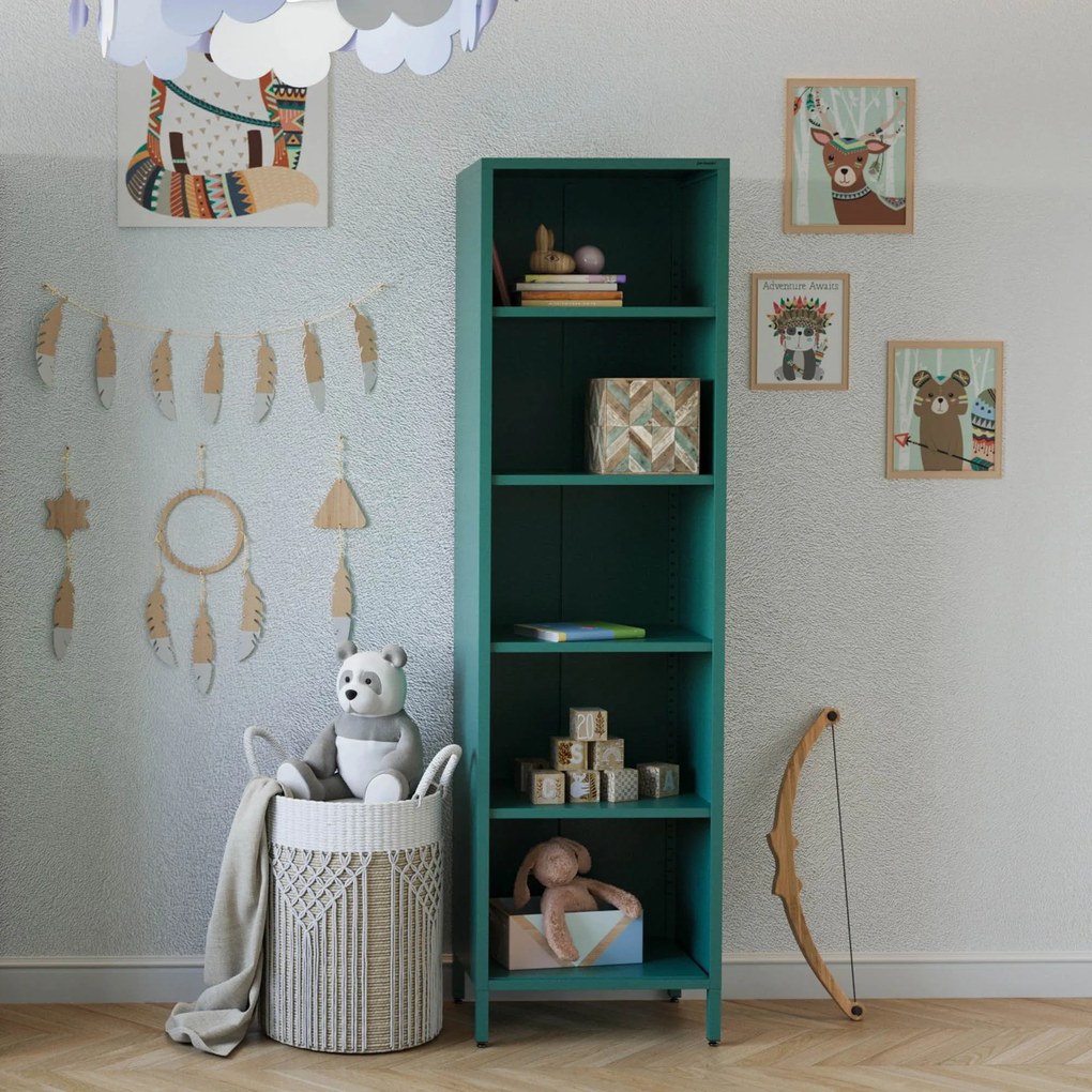 Könyvespolc MARIO, 500 x 1800 x 350 mm, Modern: tengerszínű