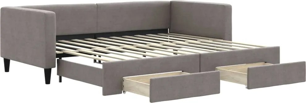 vidaXL tópszínű kihúzható szövet heverő fiókokkal 90 x 200 cm