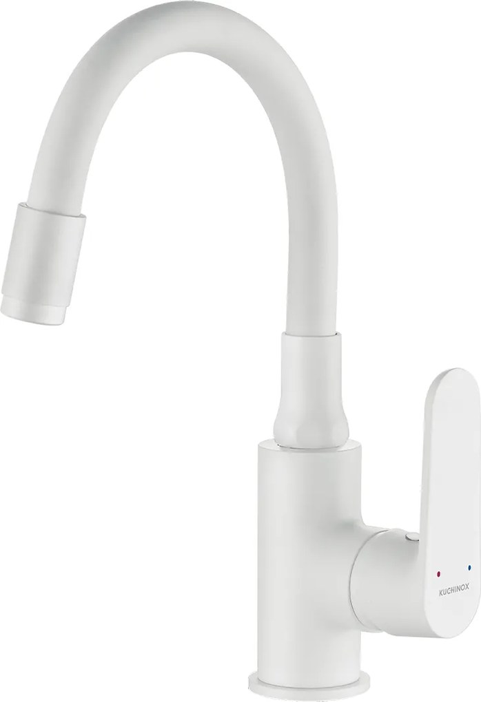 Kuchinox Dima, mosdócsap flexibilis kifolyóval h-280, fehér matt, LAV-BQD_621D