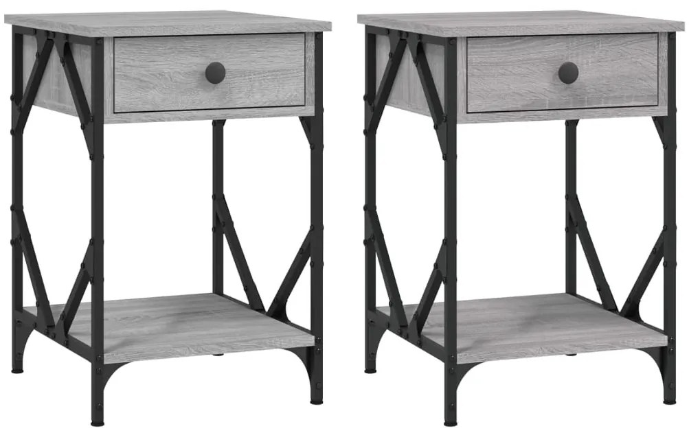 2 db szürke sonoma színű szerelt fa éjjeliszekrény 40x42x60 cm