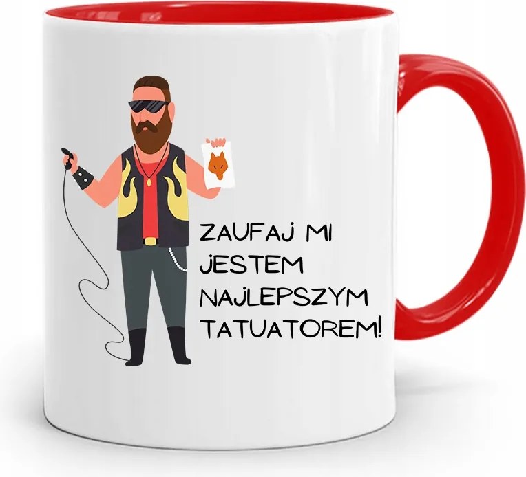 Tetoválóknak Tetováló Bögre Piros Ajándék fényképes nyomtatással