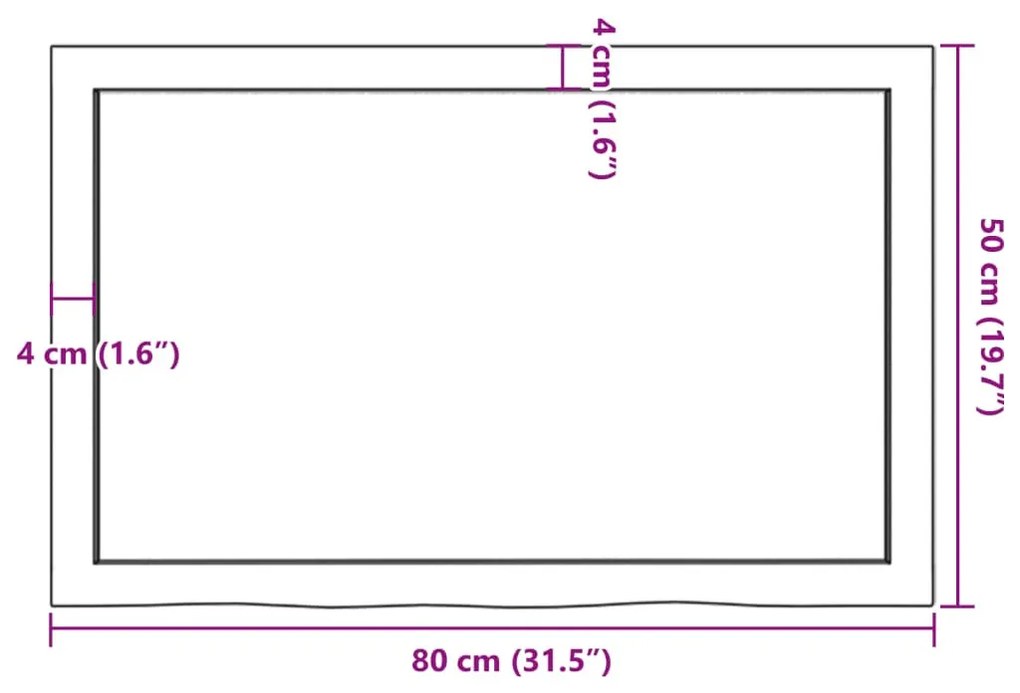 kezeletlen tömör tölgyfa fali polc 80x50x(2-4) cm