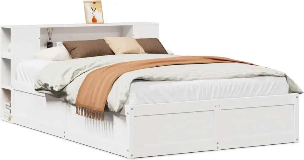 vidaXL fehér tömör fenyőfa ágy matrac nélkül 120 x 190 cm
