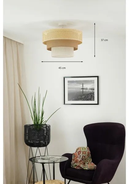 Brilagi - CEDAR LUNETA mennyezeti lámpa 1xE27/15W/230V, 45 cm, rattan, barna/kré