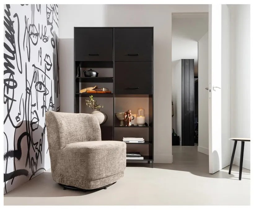 Világosbarna bársony fotel Atty – WOOOD