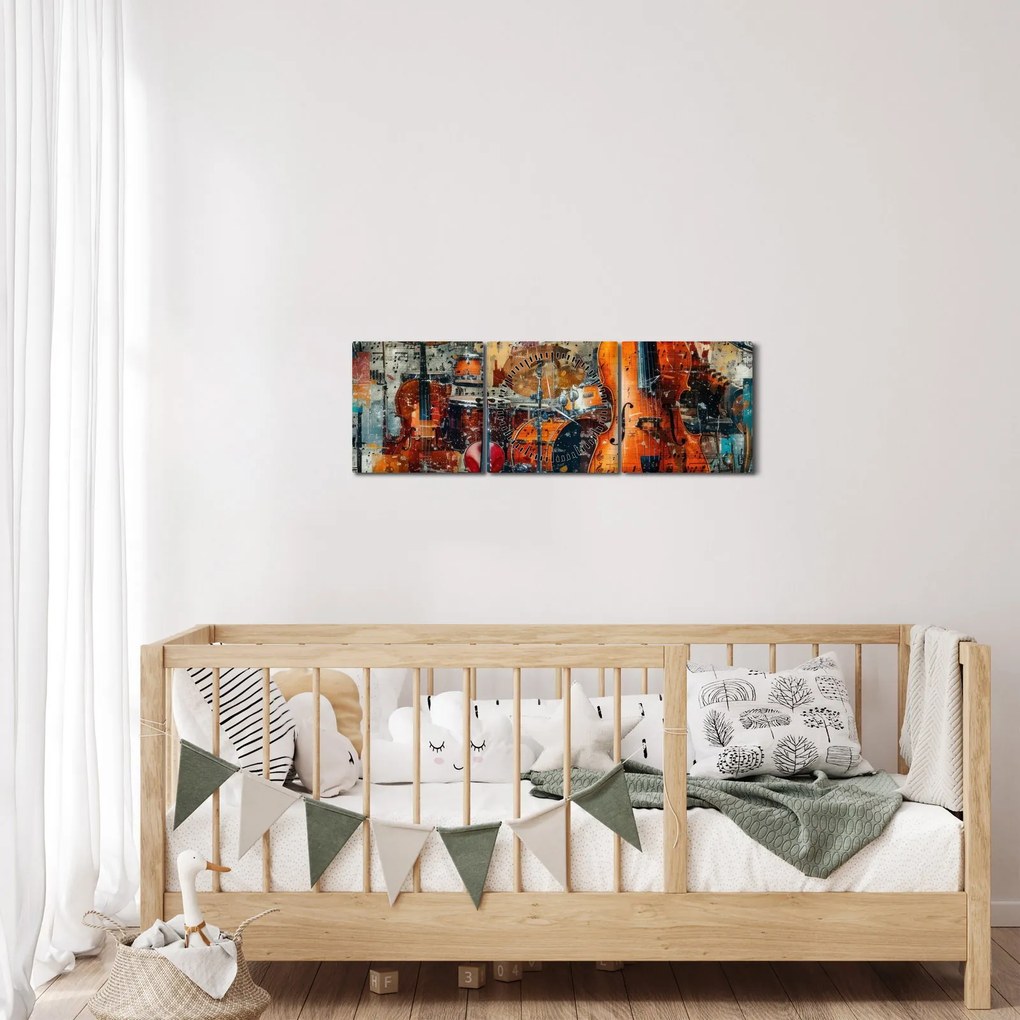 Kép - Hangszerek (órával) (90x30 cm)