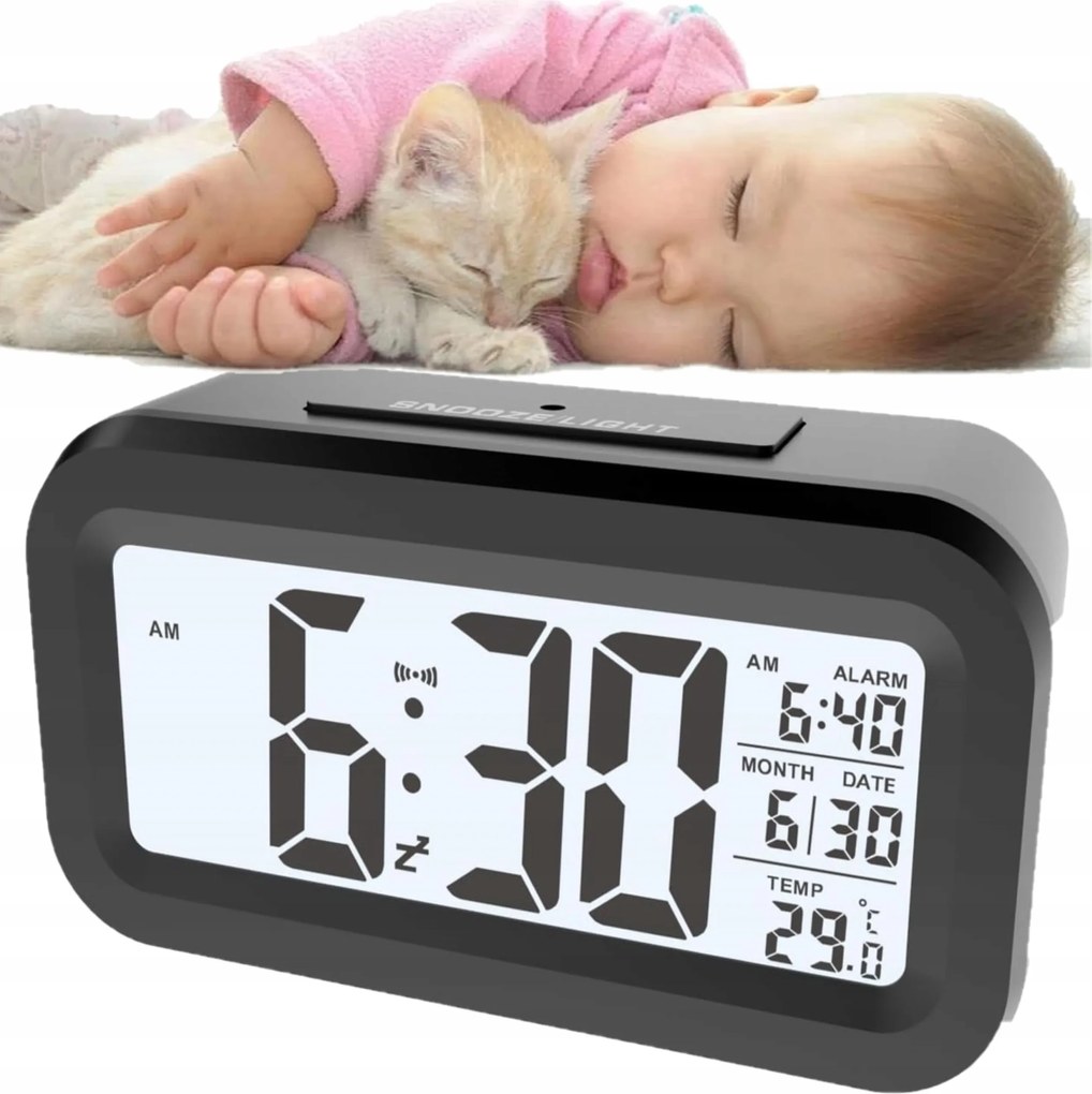 Ébresztőóra Elektronikus Óra Led Háttérvilágítás Hőmérő Csendes