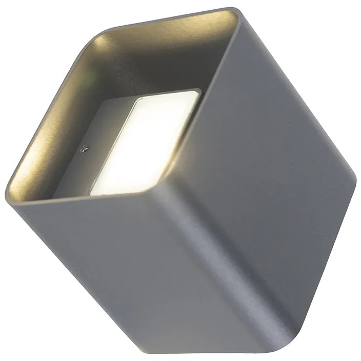 Modern fali lámpa sötétszürke LED-del IP54 négyzet alakú - Evi