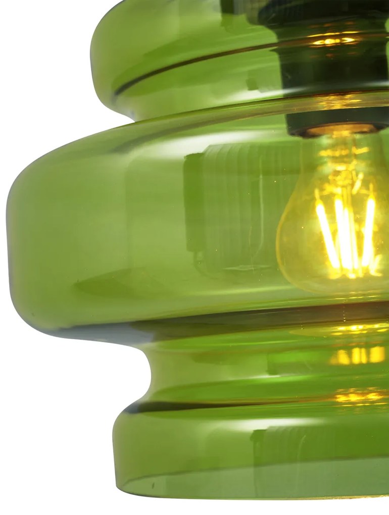 Retro függőlámpa fekete, zöld üveggel - Denise