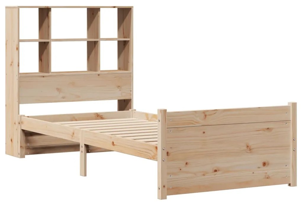 tömör fenyőfa könyvespolcos ágy matrac nélkül 90 x 190 cm