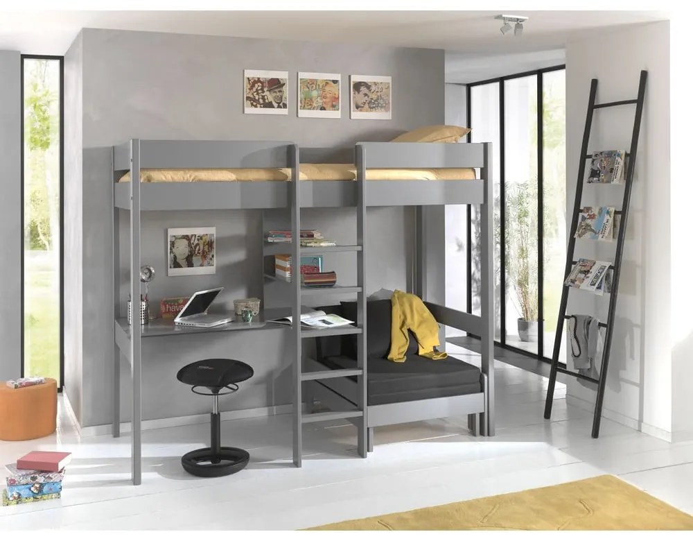 Szürke magasított gyerekágy 90x200 cm Pino - Vipack