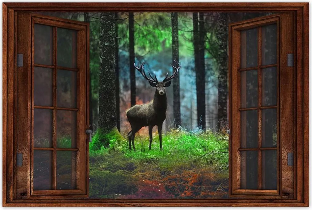 Poszterek 120x80 Szarvas a mesés erdőben