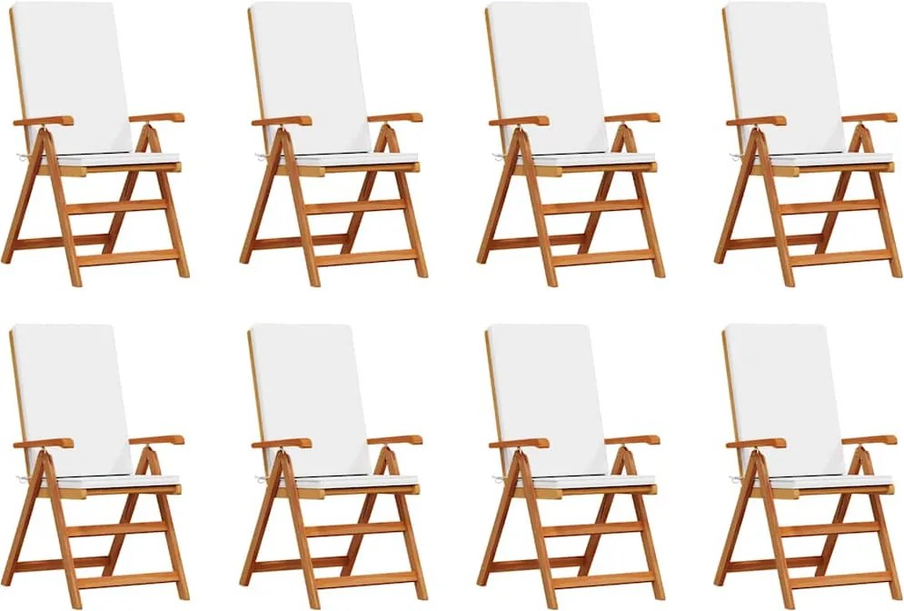 vidaXL Kerti Szék 8 pcs Barna és fehér 57 x 71,5 x 104 cm Tömör Teakfa