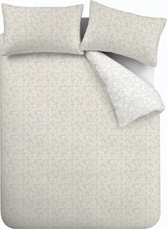 Bézs kétszemélyes-hosszabbított háromrészes pamut-perkál ágyneműhuzat 230x220 cm Shadow Leaves – Bianca