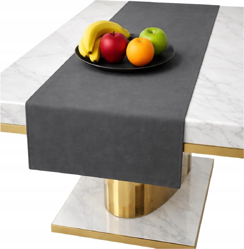 Velúr Futófelület Sötétszürke asztalra 40x220 cm sima klasszikus grafit