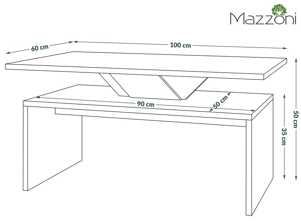 Mazzoni SISI Artisan Tölgy / Bézs (Pezsgő) - MODERN DOHÁNYZÓASZTAL