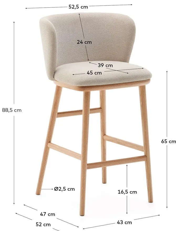 Bézs bárszék (ülésmagasság 65 cm) Ciselia – Kave Home