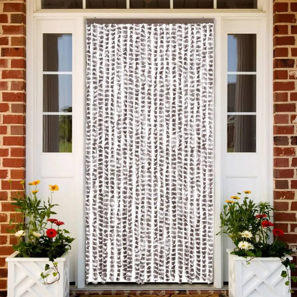 tópszínű és fehér zsenília rovarfüggöny 90 x 220 cm