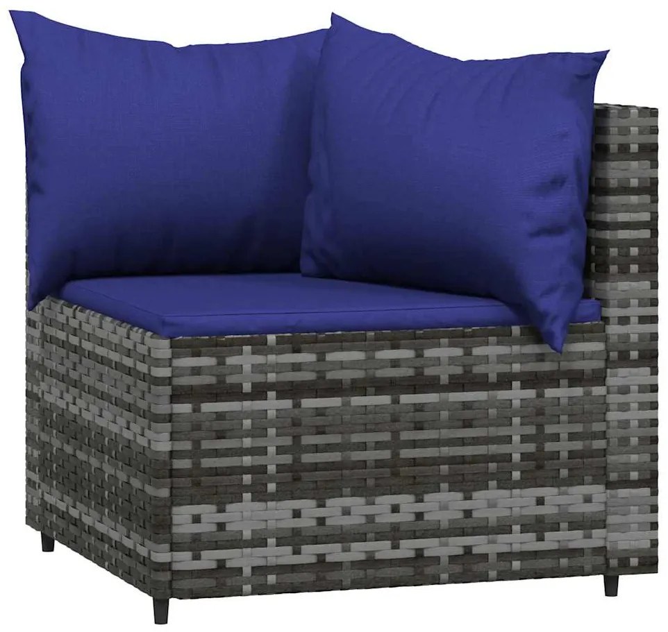 3 részes szürke polyrattan kerti ülőgarnitúra párnákkal
