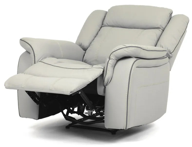 Fotoliu relax cu control electric, tapițerie din piele ecologică de culoarea trufei