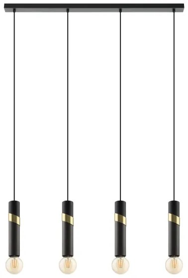 Eglo 39936 - Csillár zsinóron CEDRAL 4xE27/40W/230V fekete/arany