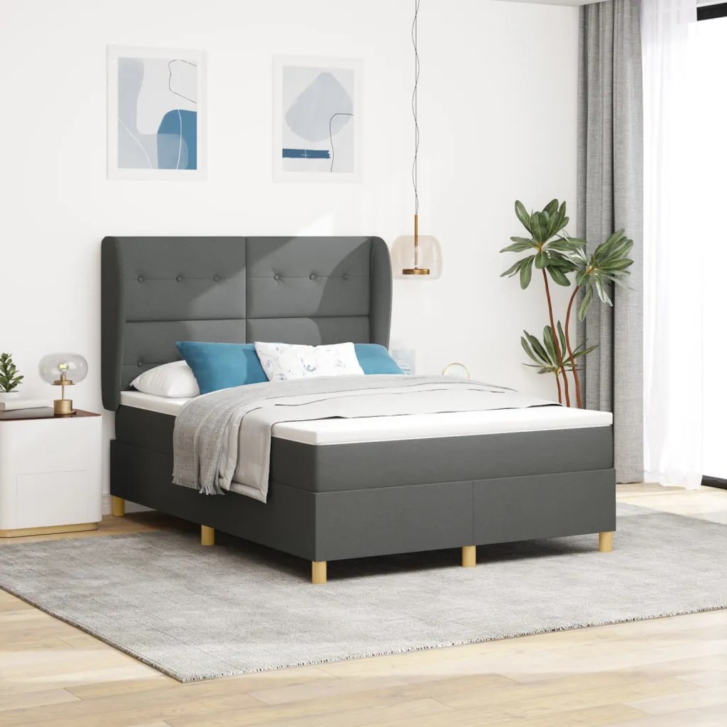 Boxspring Ágy Matracokkal Sötét Szürke 160x200 cm Szövet