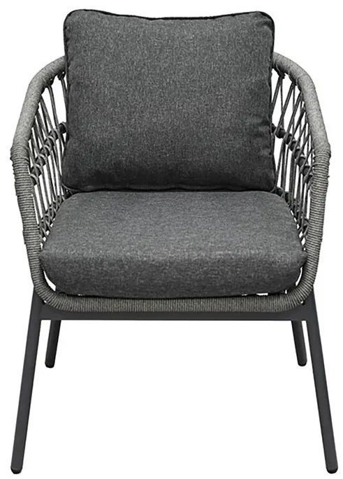 Kerti Ülőgarnitúra, Fém + Polyrattan, Szürke. GREY