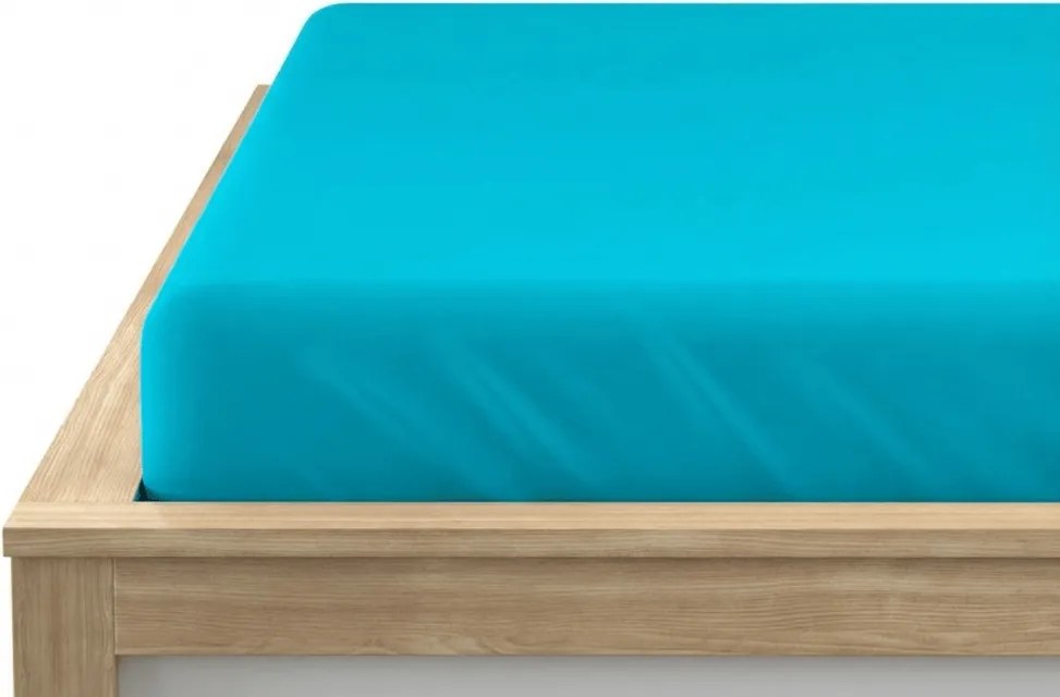 Jersey gumis lepedő lycrával türkiz 90 x 200 cm