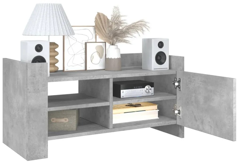betonszürke szerelt fa TV-szekrény 80 x 35 x 40 cm