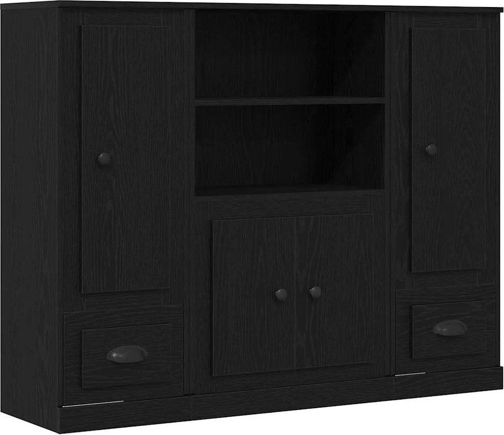 vidaXL Magasfiók fiókkal Fekete tölgy 132 x 35,5 x 103,5 cm Faanyag
