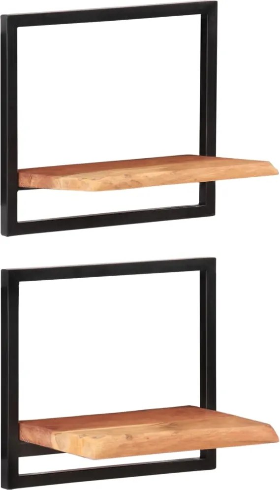 vidaXL 2 darab tömör akácfa és acél falipolc 40 x 24 x 35 cm