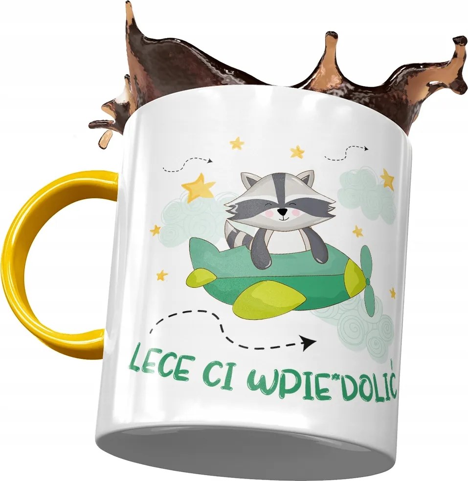 Bögre Sárga Vicces Repülök Neked Ajándék Nyomtatott Fotóval