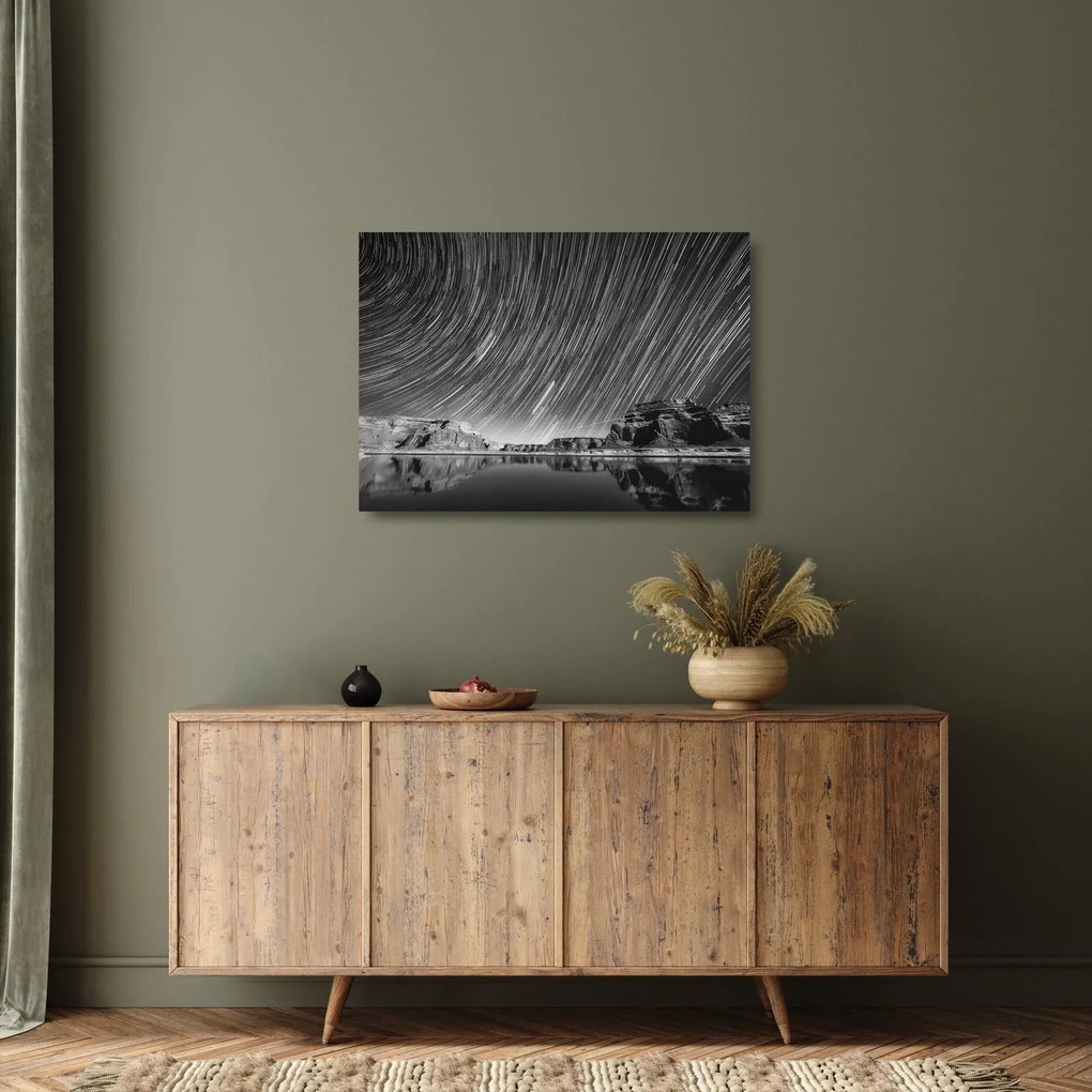 Fekete-fehér kép egy csillagos ég (üvegen) (70x50 cm)