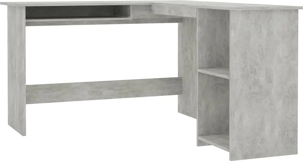 vidaXL betonszürke szerelt fa L-alakú sarok-íróasztal 120x140x75 cm