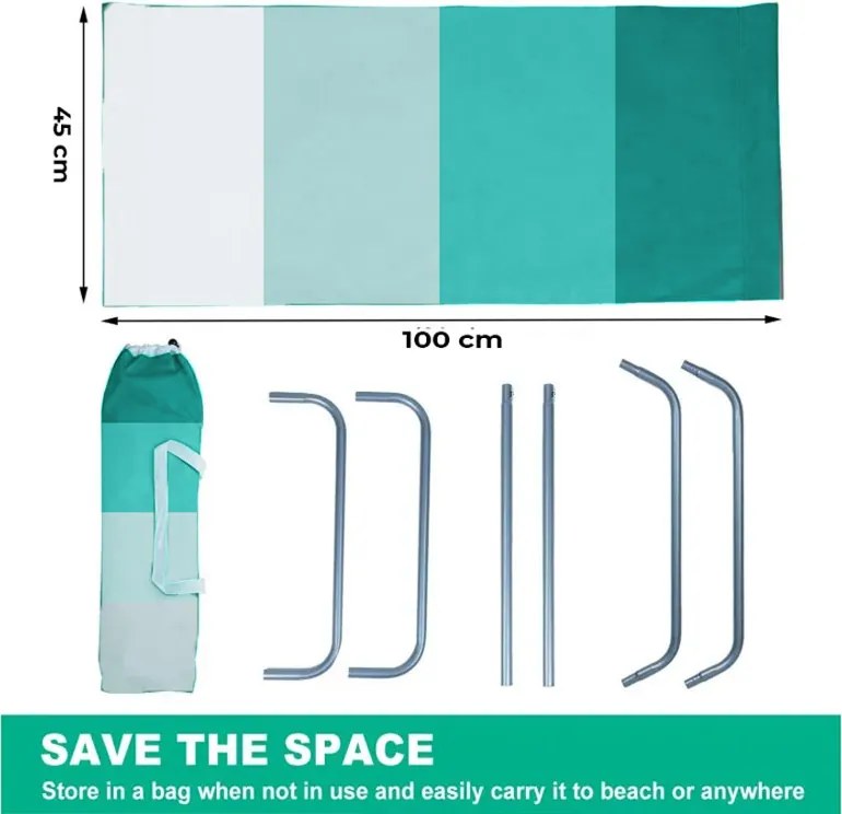 Összecsukható tengerparti napozóágy SAND, zöld csíkos