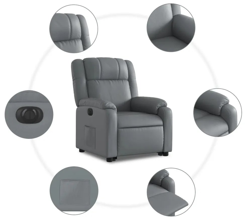 vidaXL elektromos szürke műbőr felállást segítő dönthető fotel