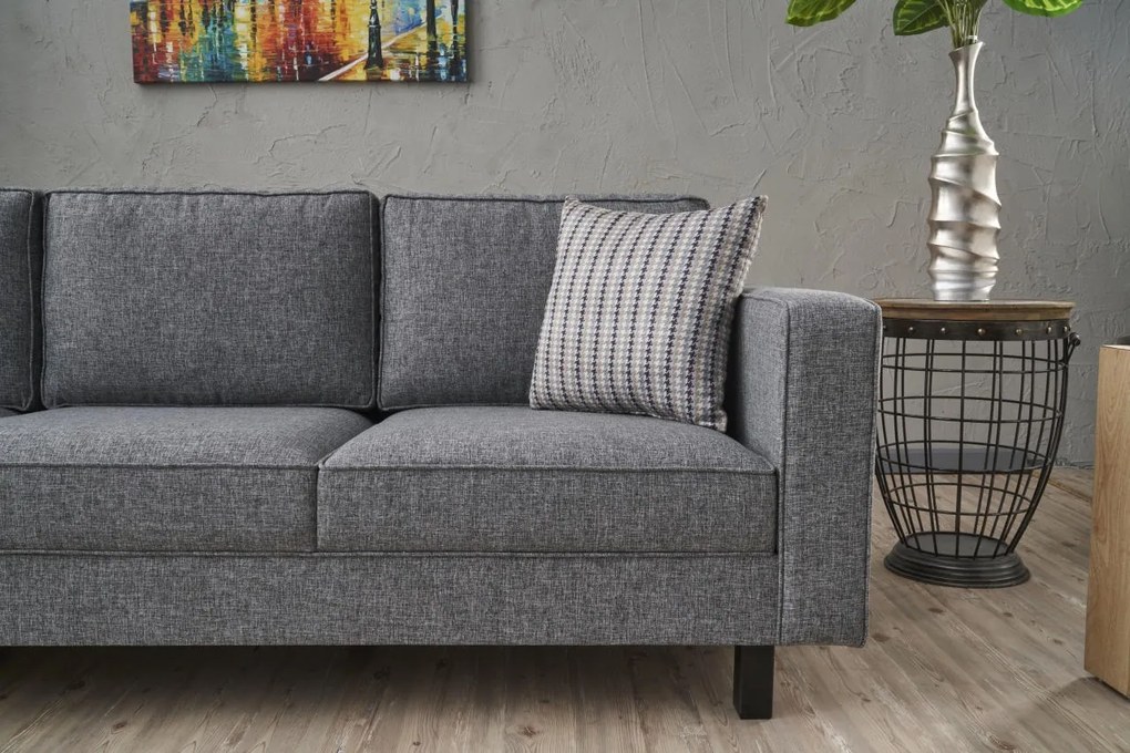 3 személyes kanapé Kale Linen - Szürke