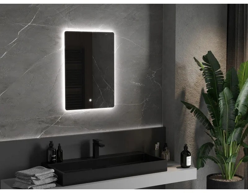 Mexen Sun, LED fürdoszobai tükör háttérvilágítással 50 x 70 cm, 6000K, páramentes, 9807-050-070-611-00
