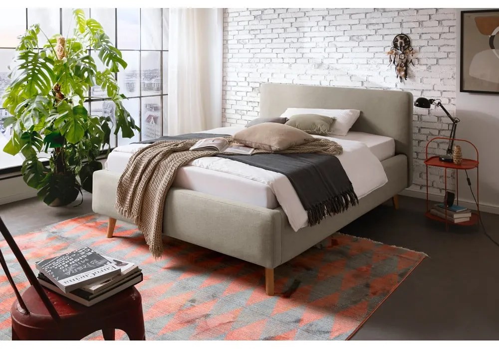 Világosbarna kárpitozott egyszemélyes ágy ágyrács nélkül 120x200 cm Mattis – Meise Möbel