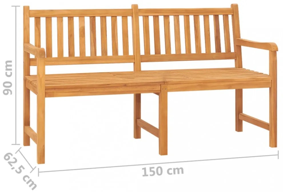 3 személyes tömör tíkfa kerti pad asztallal 150 cm