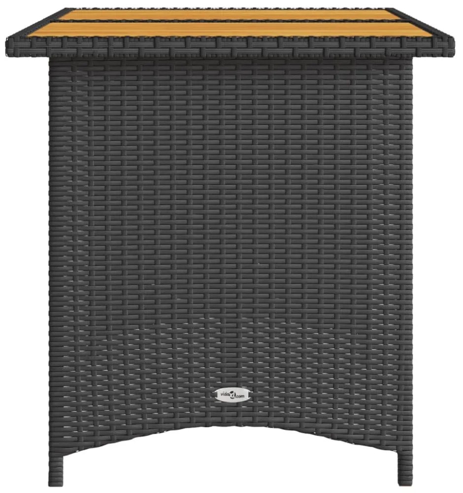 fekete polyrattan falapos kerti asztal 110 x 68 x 70 cm