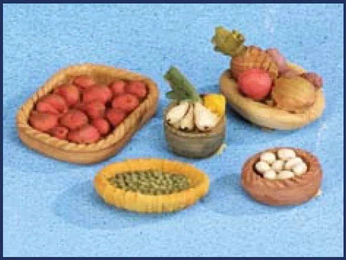 Gyümölcs- és tojáskosár betlehemhez, 12cm magas figurákhoz- Fontanini