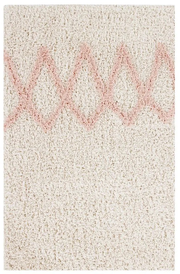 Rózsaszín-krémszínű mosható kézi szövésű pamut szőnyeg 120x160 cm Atlas Natural – Lorena Canals