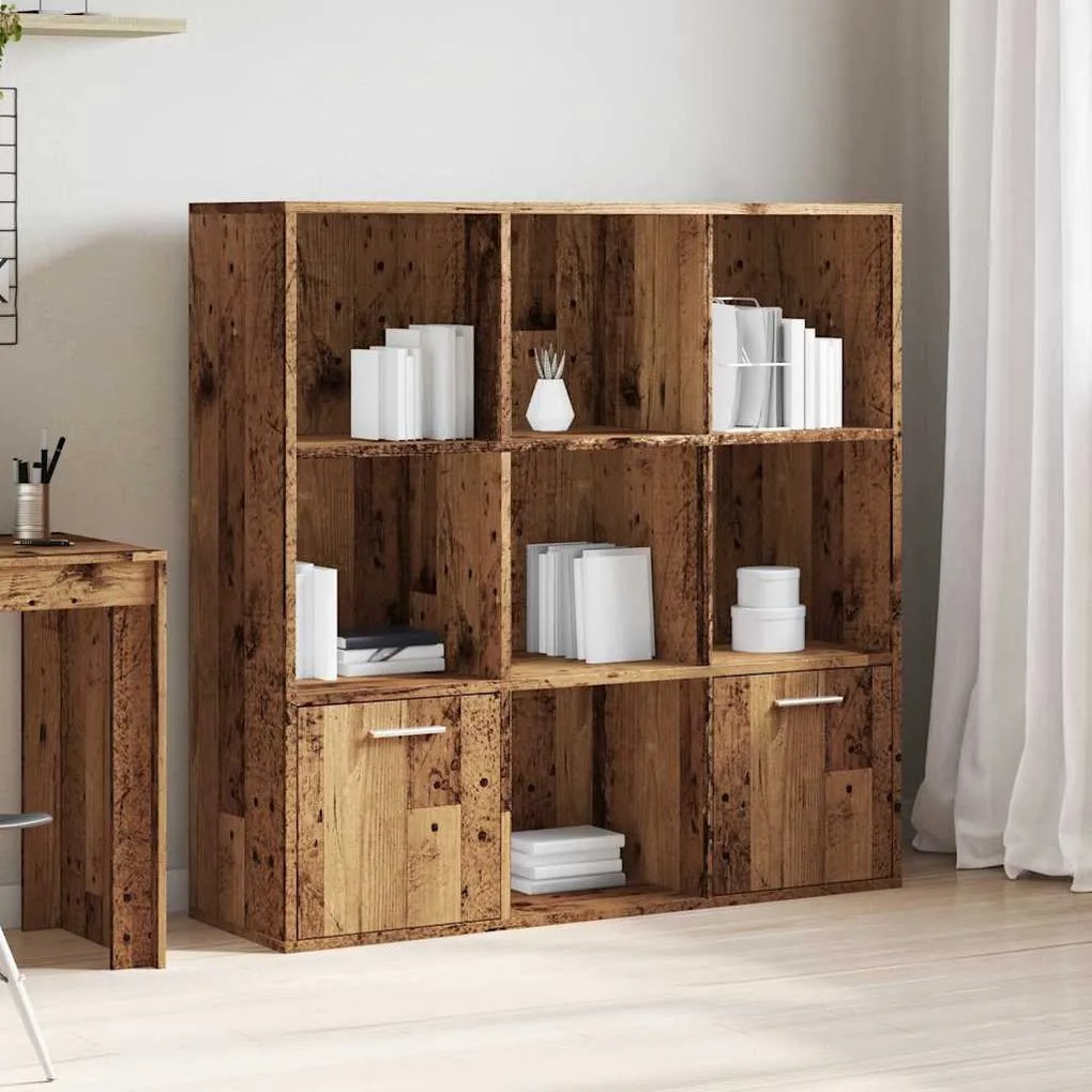 antik fa színű szerelt fa könyvszekrény 98 x 29 x 97,5 cm