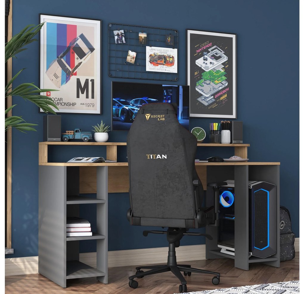 PC asztal Sikine 4 (dió + antracit) . 1095012