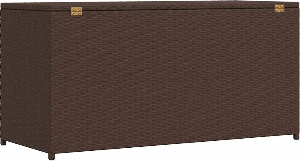 Barna Polyrattan Kerti Tárolóláda 120 X 50 X 60 Cm