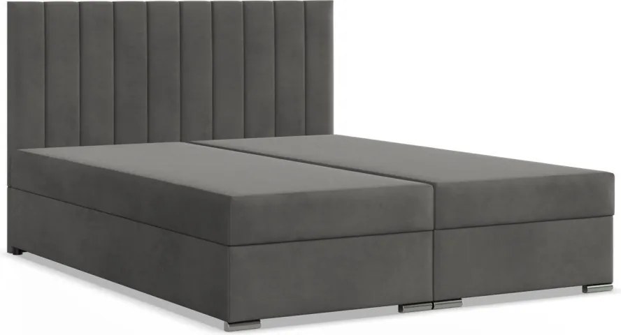 Agen ágy, bársony, 180 x 200, ágyneműtartóval, sötétszürke
