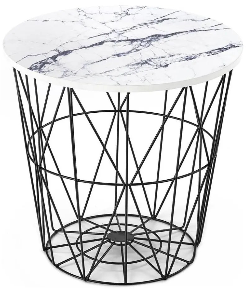 Kávésasztal HARISSA 41x42 cm fekete/fehér márvány dekoráció