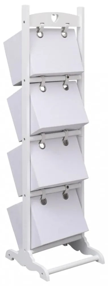 4 szintes fehér fa kosárállvány 35 x 35 x 125 cm