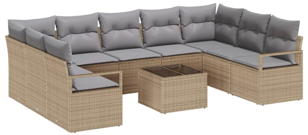 Kanapé Szett párnával 10 pcs Bézs polirattan